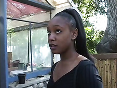 Black girlfriend Trixxie gives great blowjob to her new black fellow