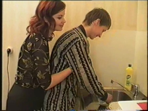 Russian Mom and Boy in Kitchen