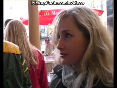 young blonde fucked from McDonald's on the street
