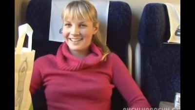 Blonde Veronika sex on train
